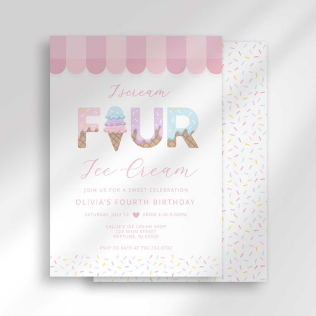 I Scream Four Ice Cream Birthday Invitation (Creator Uploaded)
