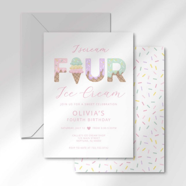 I Scream Four Ice Cream Birthday Party Invitation (Creator Uploaded)