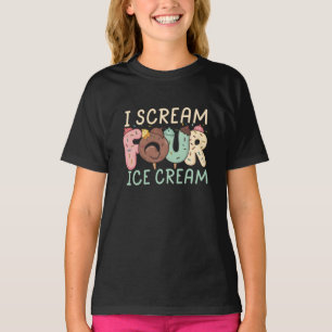 I Scream Four Ice Cream Toddler Girl 4th Birthday T-Shirt