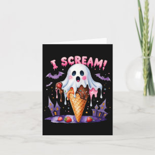 I Scream Ghost Ice Cream Halloween Cute Funny Art  Card