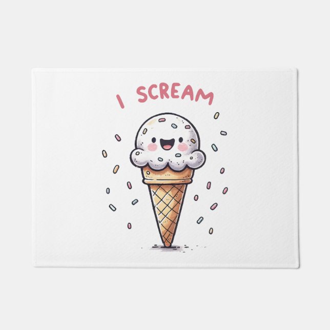 I Scream Ice Cream Cone with Sprinkles Doormat (Front)