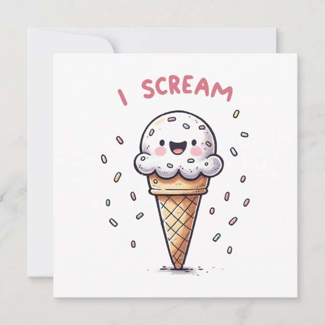 I Scream Ice Cream Cone with Sprinkles Invitation (Front)