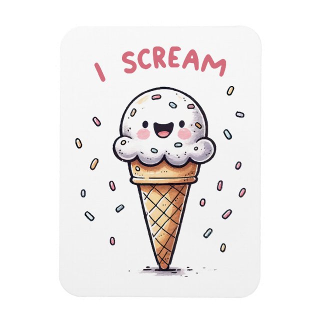 I Scream Ice Cream Cone with Sprinkles Magnet (Vertical)