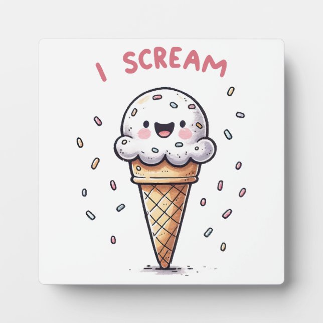 I Scream Ice Cream Cone with Sprinkles Plaque (Front)