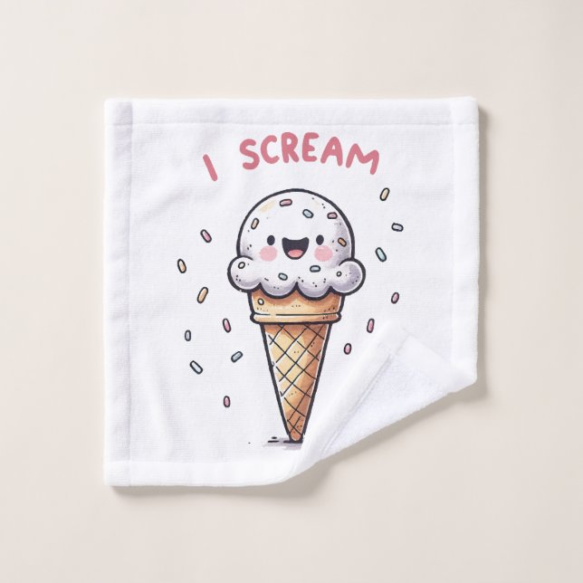 I Scream Ice Cream Cone with Sprinkles Wash Cloth (Wash Cloth)