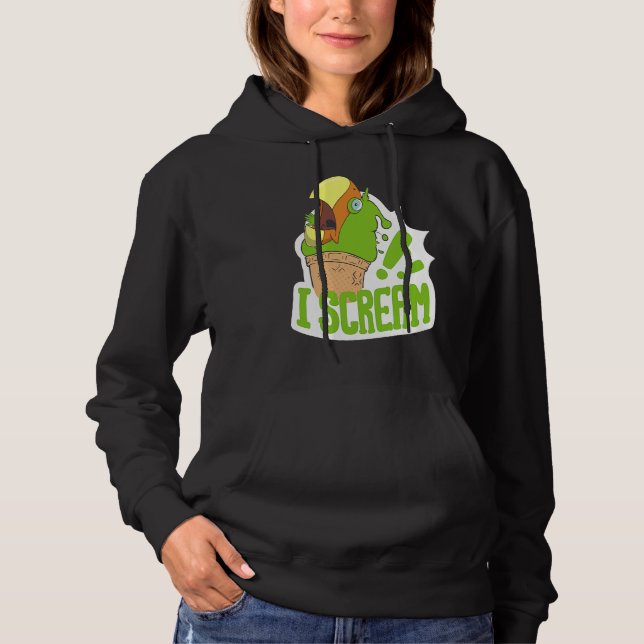 I Scream Ice Cream Parrot Screaming for Cockatiels Hoodie (Front)