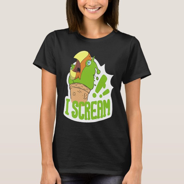 I Scream Ice Cream Parrot Screaming for Cockatiels T-Shirt (Front)