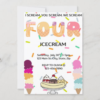 I scream, you scream, we all scream four icecream invitation