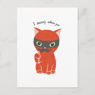 I secretly admire you Funny Cute Cat Postcard