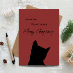 I See a Tree This Will Be Fun Funny Cat Christmas Card<br><div class="desc">A funny and minimalist Christmas card for cat lovers. Featuring a black cat silhouette gazing upward with the playful message “I see a tree. This will be fun.”, this design perfectly captures the classic holiday moment every cat owner knows. Set on a soft muted red background, the clean layout and...</div>