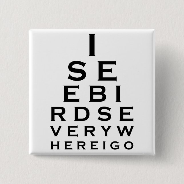 I See Birds Eyechart 15 Cm Square Badge (Front)