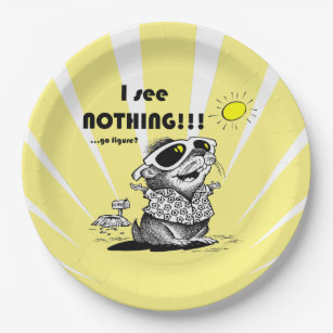 I See Nothing Groundhog Day Party Paper Plate