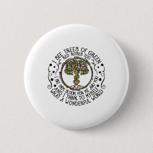 I See Trees Green Roses Colourful Dna Earth Day 6 Cm Round Badge