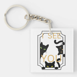 "I See You" Black Cat Keychain