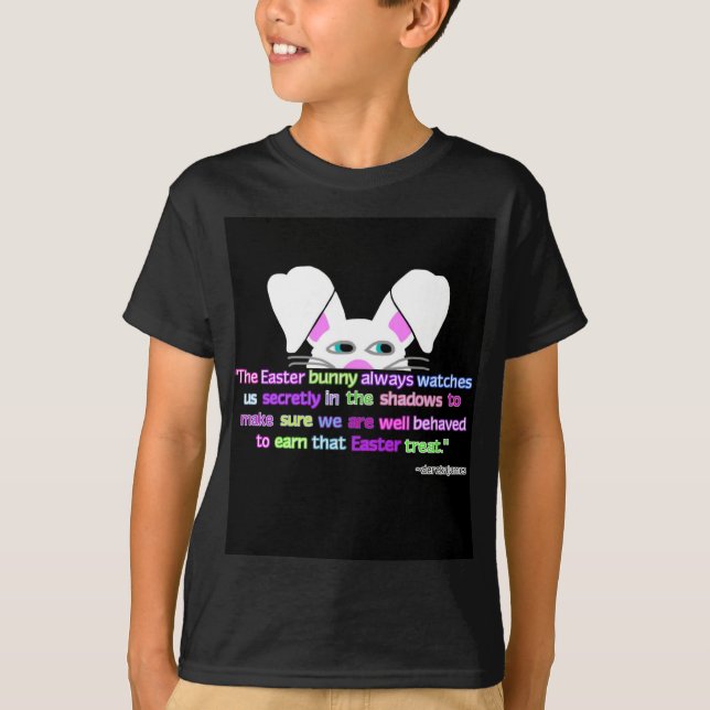 I See You, Easter Bunny Boys Black Basic T Shirt (Front)