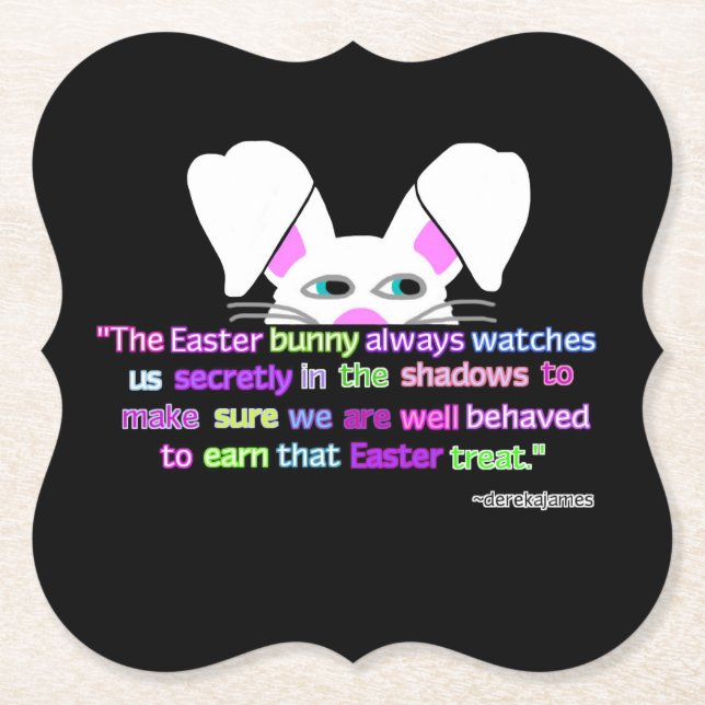 I See You, Easter Bunny Bracket Paper Coaster (Front)