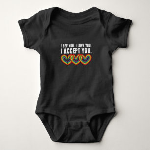 I See You I Love U I Accept You Rainbow LGBTQ Baby Bodysuit