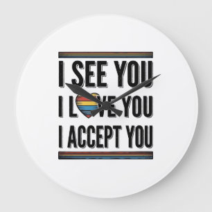 I See You Love You Accept You Pride Shirt Design_1 Large Clock