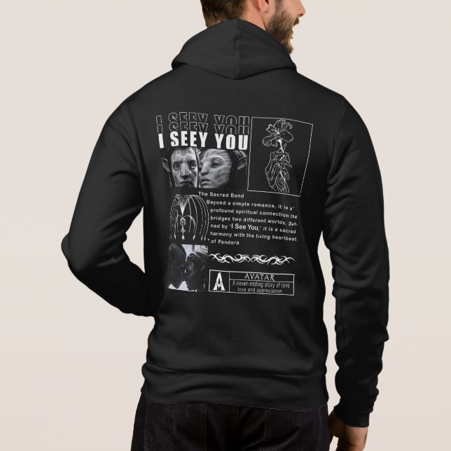 I See You" Soul Connection Art - Minimalist Black  Hoodie (Back)