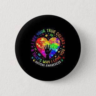 I See Your True Colors Heart Puzzle World Autism A 6 Cm Round Badge