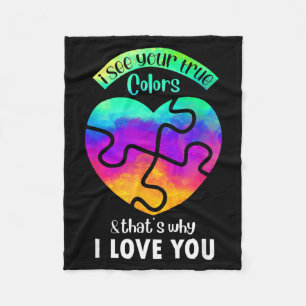 I See Your True Colors, Puzzle World Autism Awaren Fleece Blanket