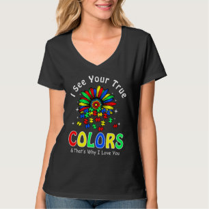 I See Your True Colors Sunflower Autism Speaks Asd T-Shirt