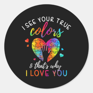 I See Your True Colours, Puzzle World Autism Aware Classic Round Sticker