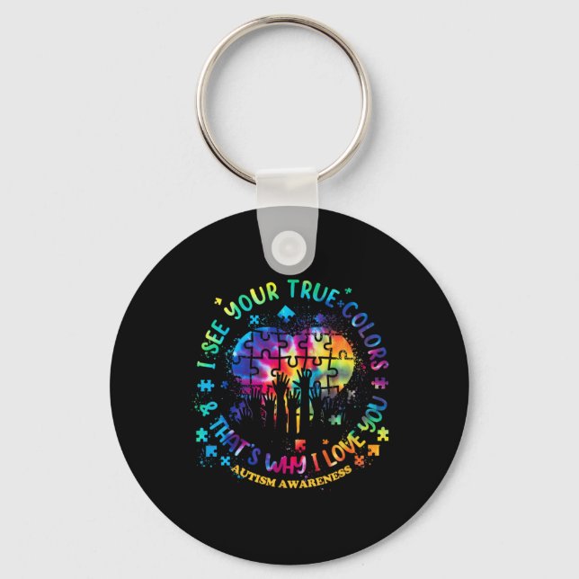 I See Your True Colours Puzzle World Autism Awaren Key Ring (Front)