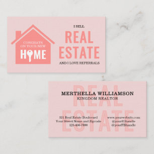 I SELL REAL ESTATE Blush Pink Realtor Business Card