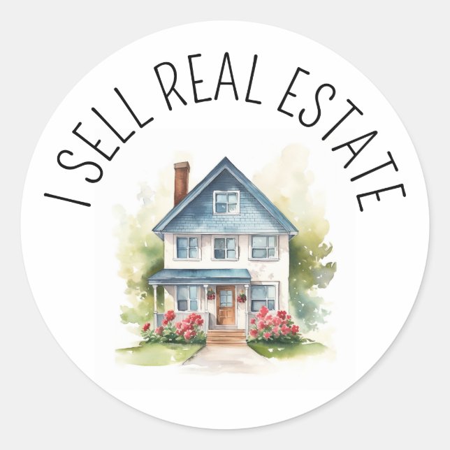 I Sell Real Estate Promotional House Classic Round Sticker (Front)