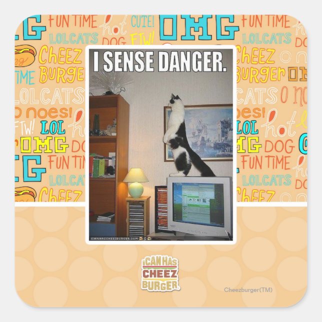 I sense danger square sticker (Front)