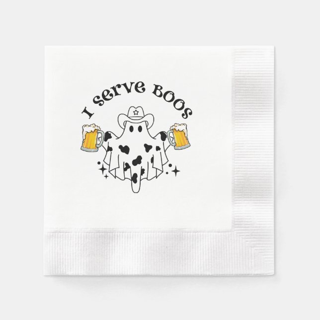 I serve Boos! Bartender spooky Napkin (Front)