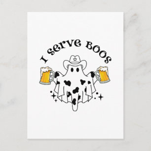 I serve Boos! Bartender spooky Postcard