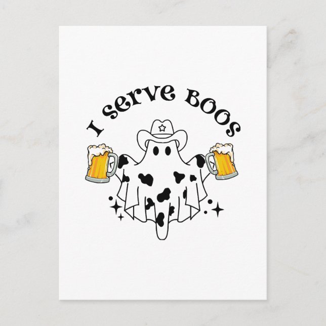 I serve Boos! Bartender spooky  Postcard (Front)