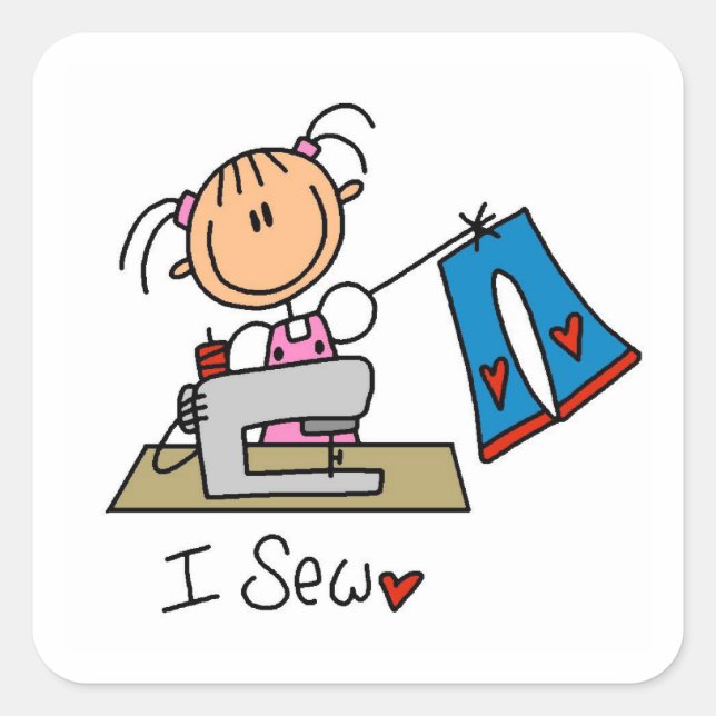 I Sew Square Sticker (Front)