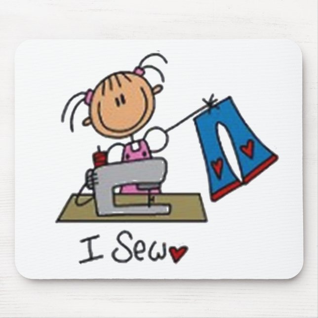 I Sew Stick Figure Mouse Pad (Front)