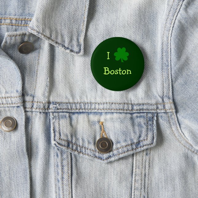 I Shamrock Boston Green St Patricks Day 6 Cm Round Badge (In Situ)