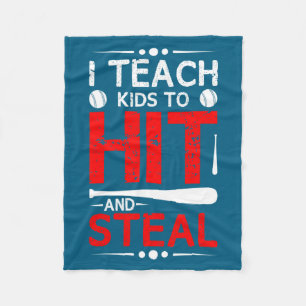 I Shirt Baseball Teach Hit Steal Sport Fleece Blanket