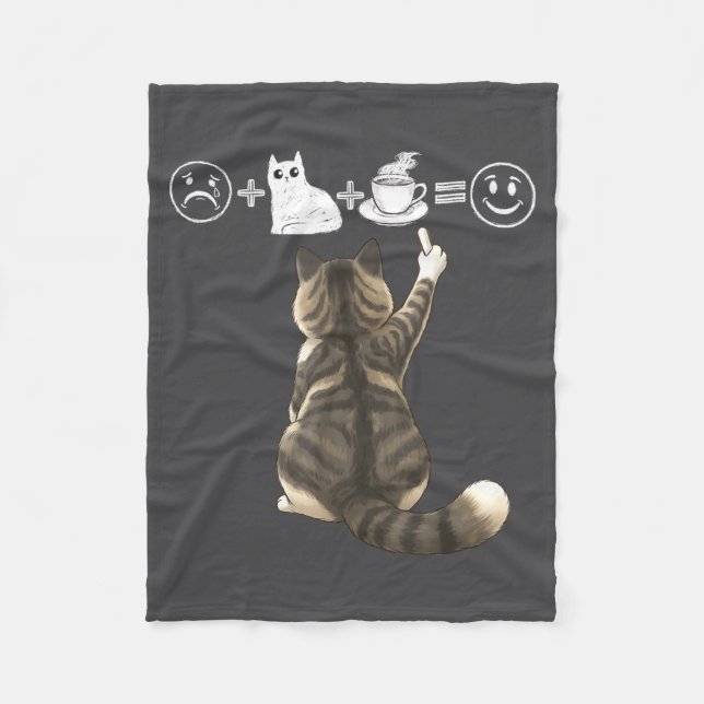 I Shirt Cats Coffee Tabby Cat Drawing Fleece Blanket (Front)