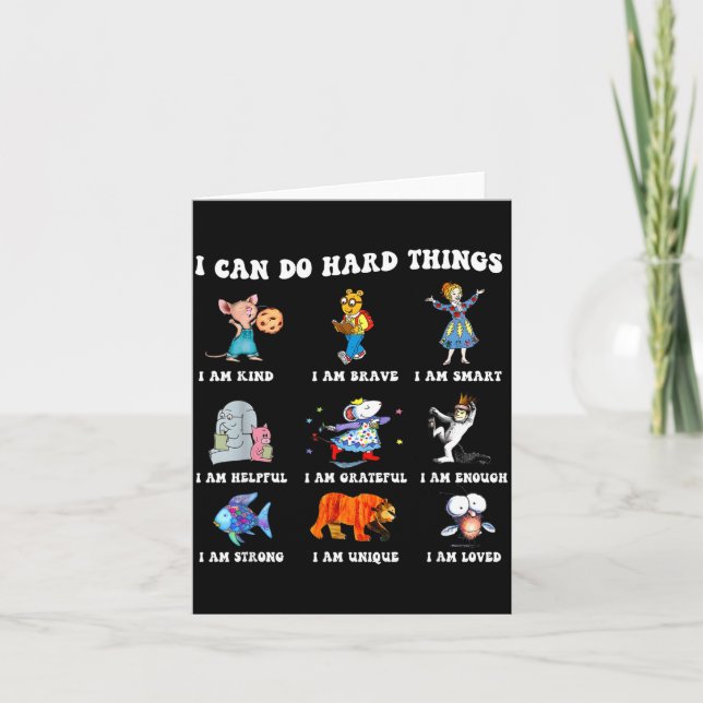 I Shirt Read Book Characters Can Hard Card (Front)