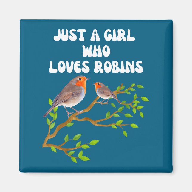 I Shirt Robins Bird Lover Colourful Present Magnet (Front)