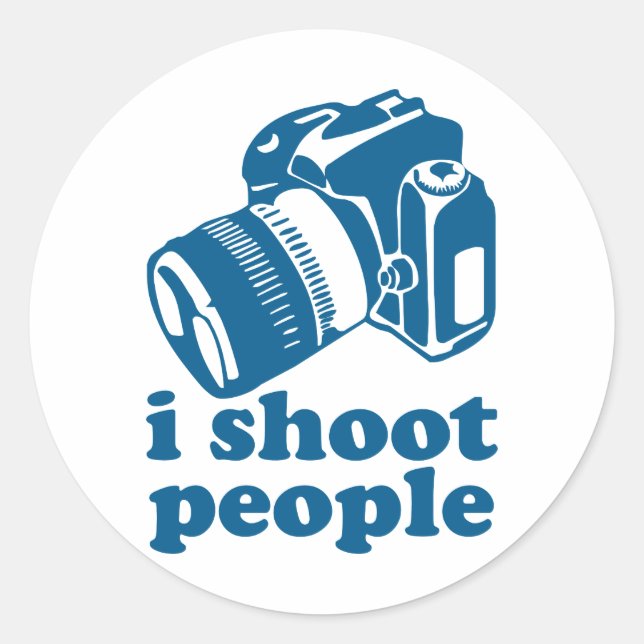 I Shoot People - Blue Classic Round Sticker (Front)