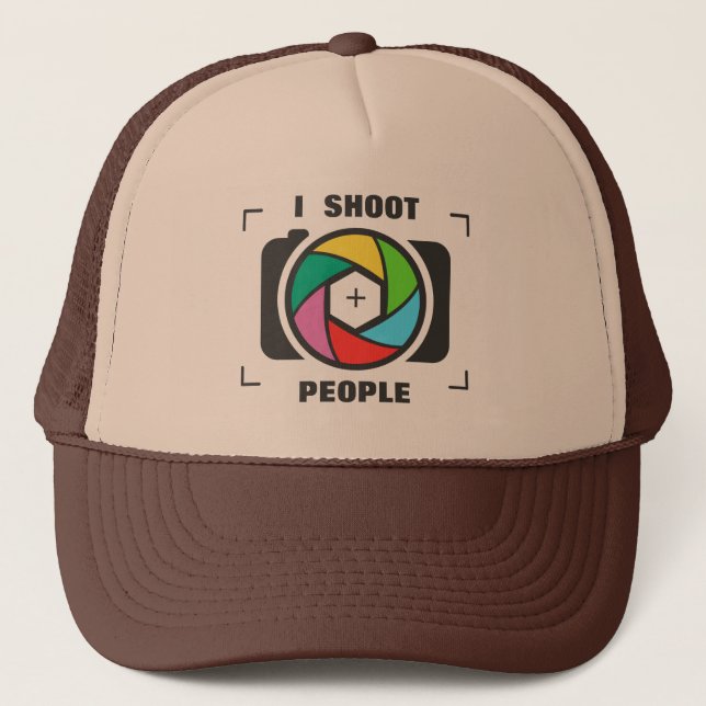 I Shoot People - Colourful Camera Shutter Fun Trucker Hat (Front)