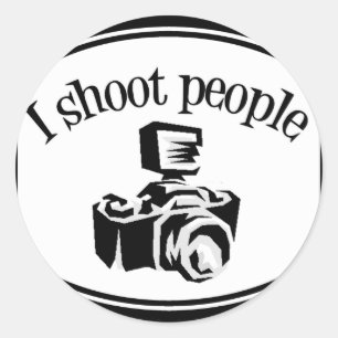 I Shoot People Retro Photographer's Camera B&W Classic Round Sticker