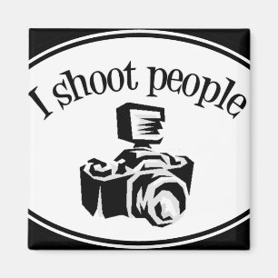 I Shoot People Retro Photographer's Camera B&W Magnet