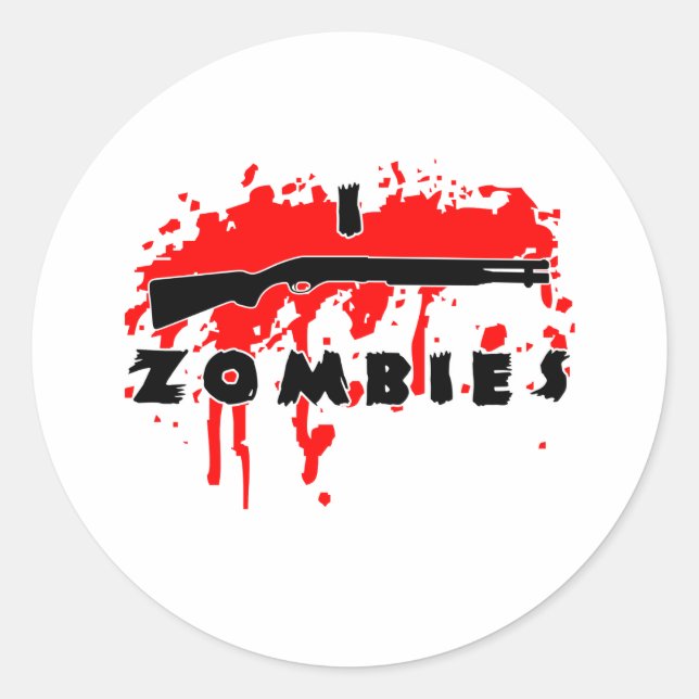 I shoot zombies classic round sticker (Front)