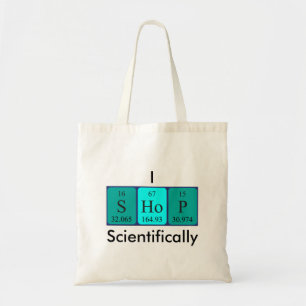I Shop scientifically periodic table word tote bag