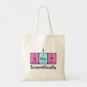 I Shop scientifically periodic table word tote bag