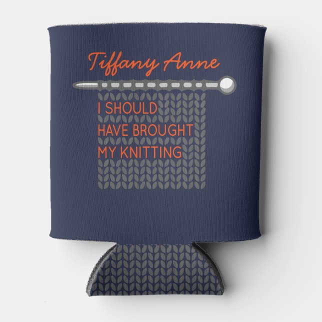 I Should Have Brought My Knitting - Grey Can Cooler (Front)