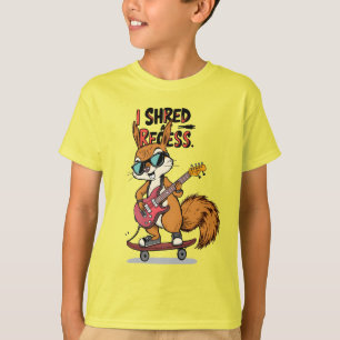 I Shred a Recess Cool Squirrel Guitar Bass Skate T-Shirt